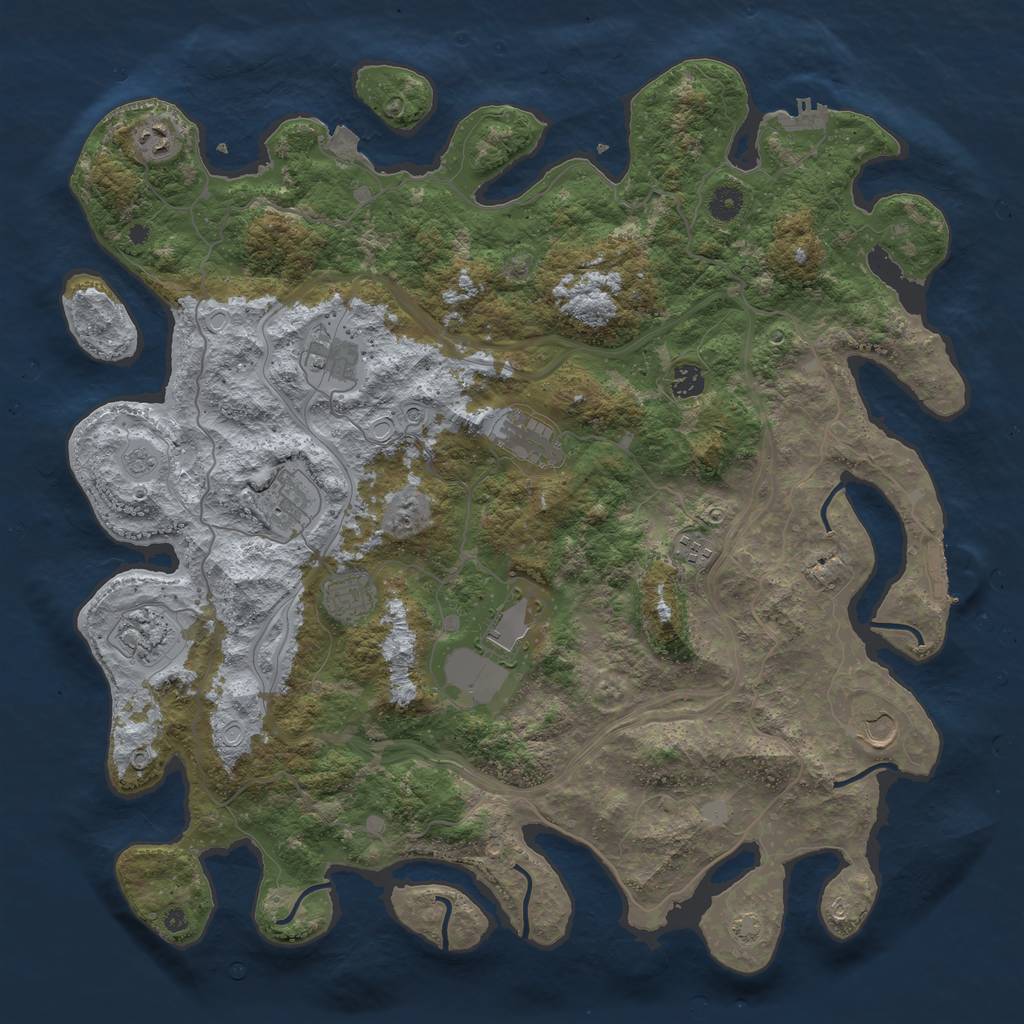 Rust Map: Procedural Map, Size: 4500, Seed: 1096485601, 18 Monuments