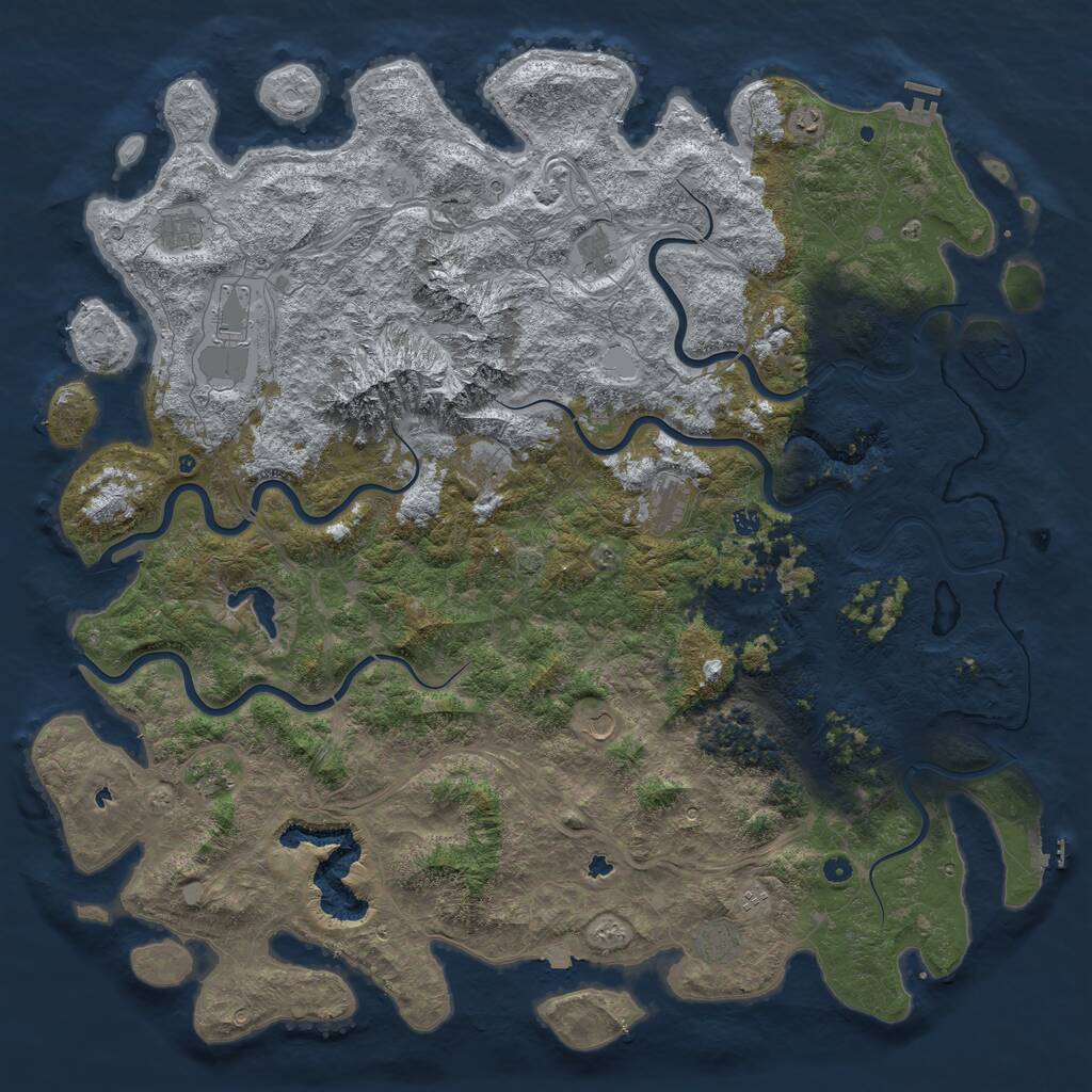 Rust Map: Procedural Map, Size: 6000, Seed: 838634512, 17 Monuments