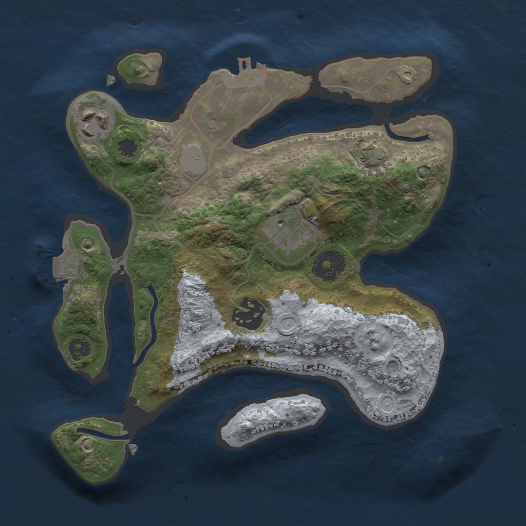 Rust Map: Procedural Map, Size: 2500, Seed: 967563264, 8 Monuments