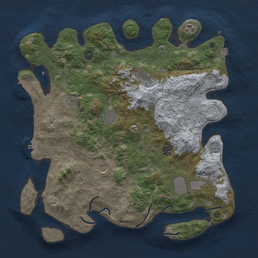 Rust Map: Procedural Map, Size: 4000, Seed: 1305955472, 16 Monuments