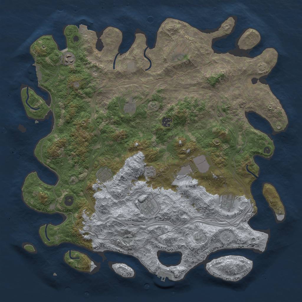 Rust Map: Procedural Map, Size: 4500, Seed: 882931725, 17 Monuments