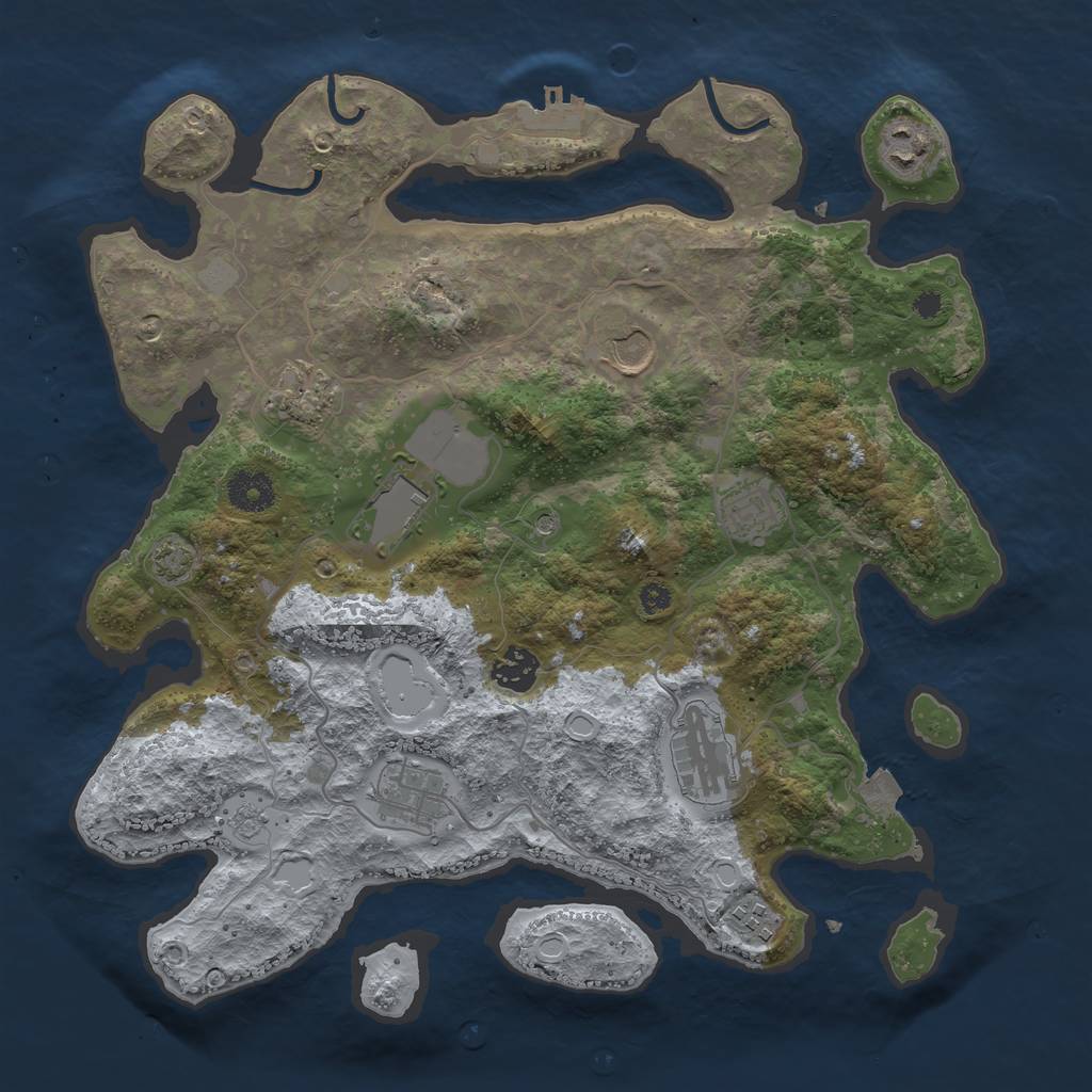 Rust Map: Procedural Map, Size: 3600, Seed: 8668425, 16 Monuments