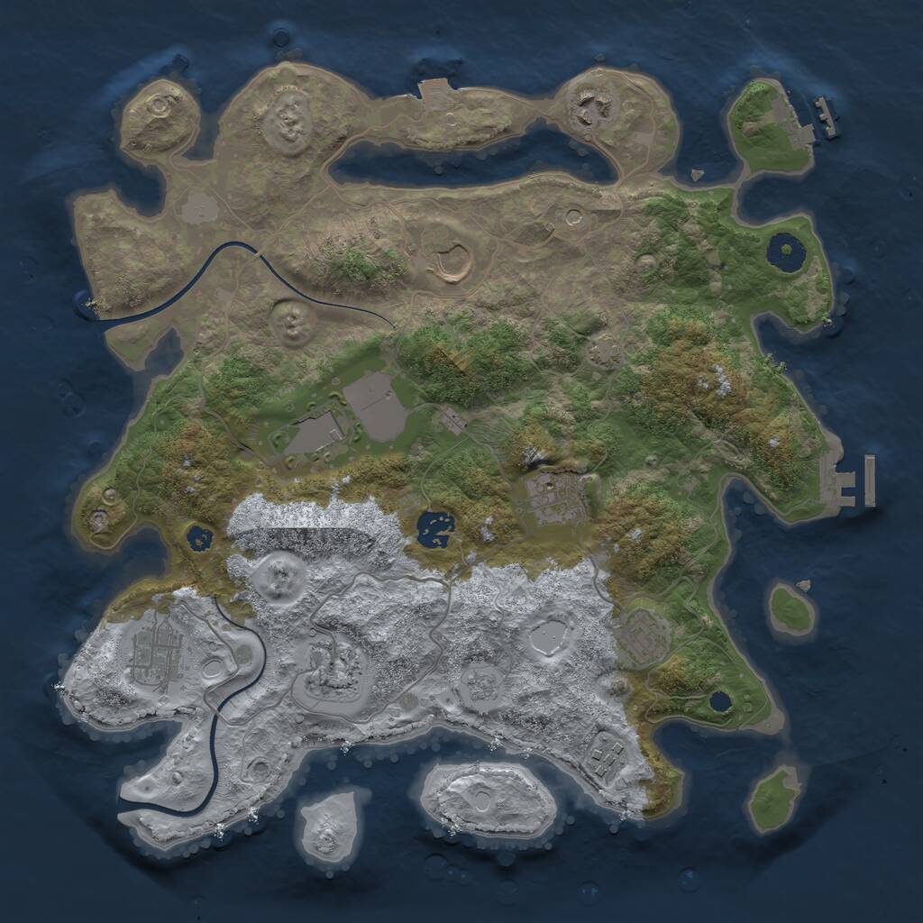 Rust Map: Procedural Map, Size: 3600, Seed: 8668425, 15 Monuments