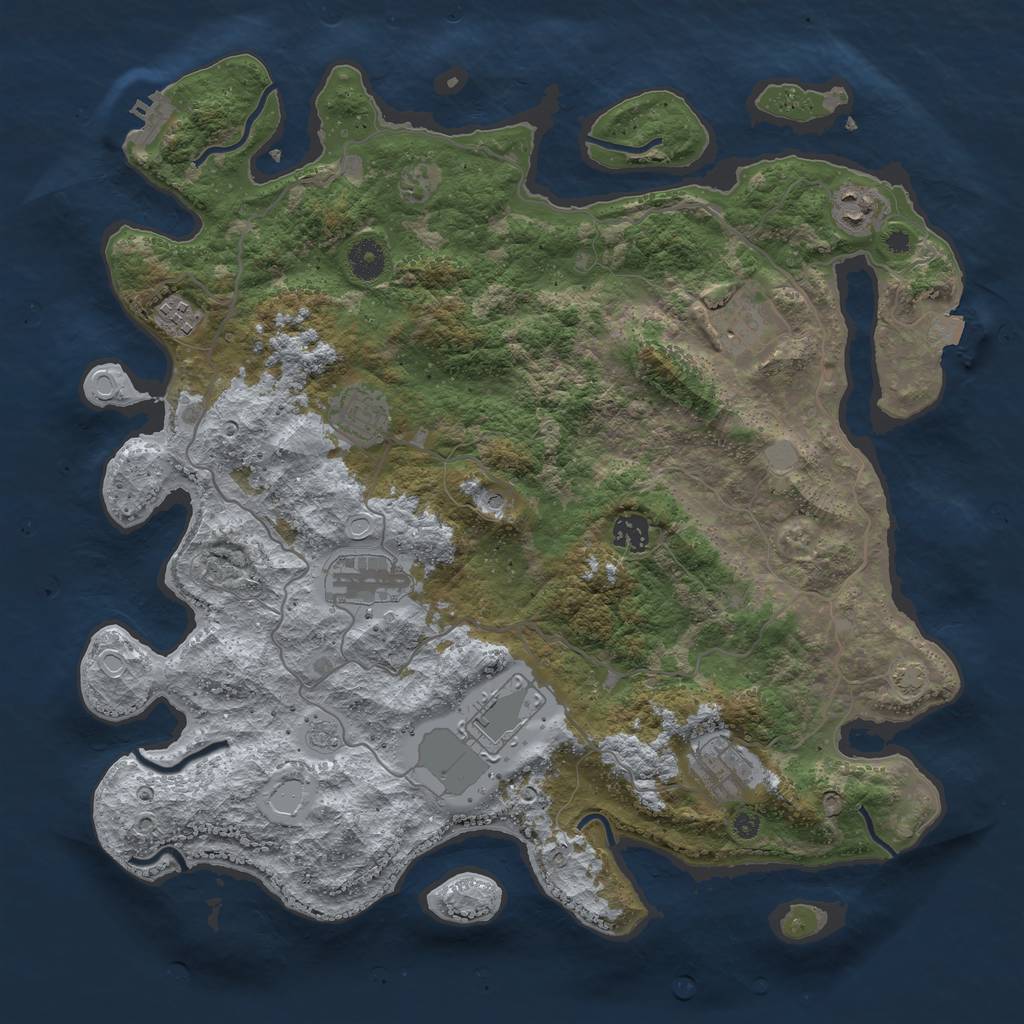 Rust Map: Procedural Map, Size: 4000, Seed: 666387069, 15 Monuments
