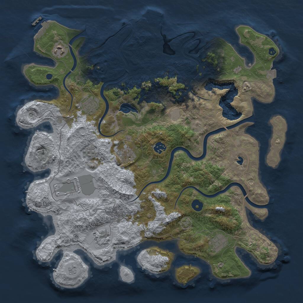 Rust Map: Procedural Map, Size: 4000, Seed: 70324669, 14 Monuments