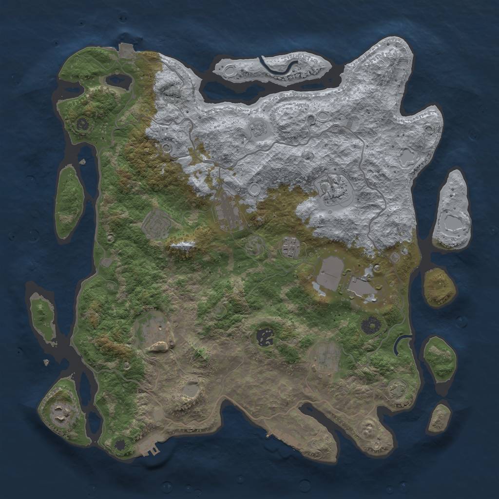 Rust Map: Procedural Map, Size: 4000, Seed: 807365770, 17 Monuments