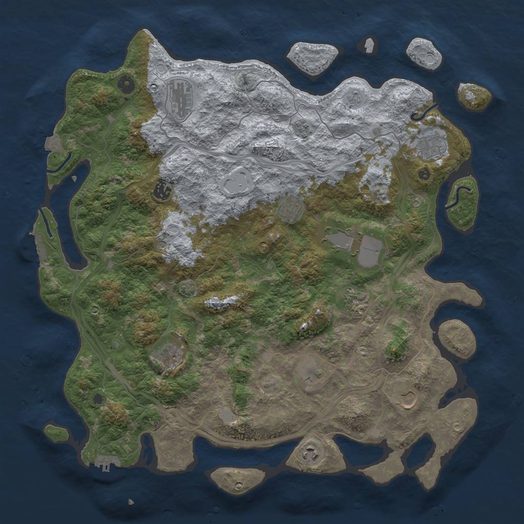 Rust Map: Procedural Map, Size: 4500, Seed: 829763655, 19 Monuments