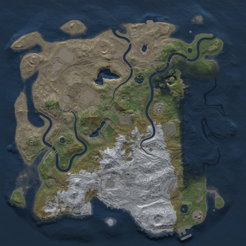 Rust Map: Procedural Map, Size: 4400, Seed: 55418753, 17 Monuments