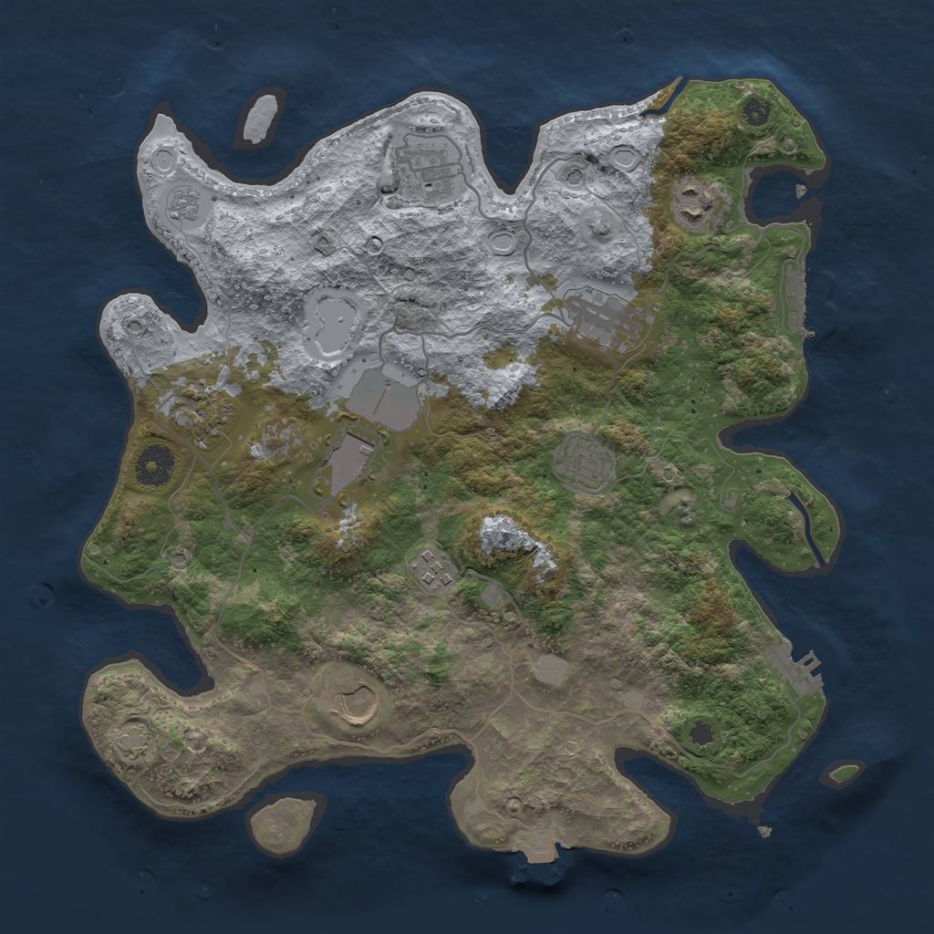 Rust Map: Procedural Map, Size: 3500, Seed: 802462736, 16 Monuments