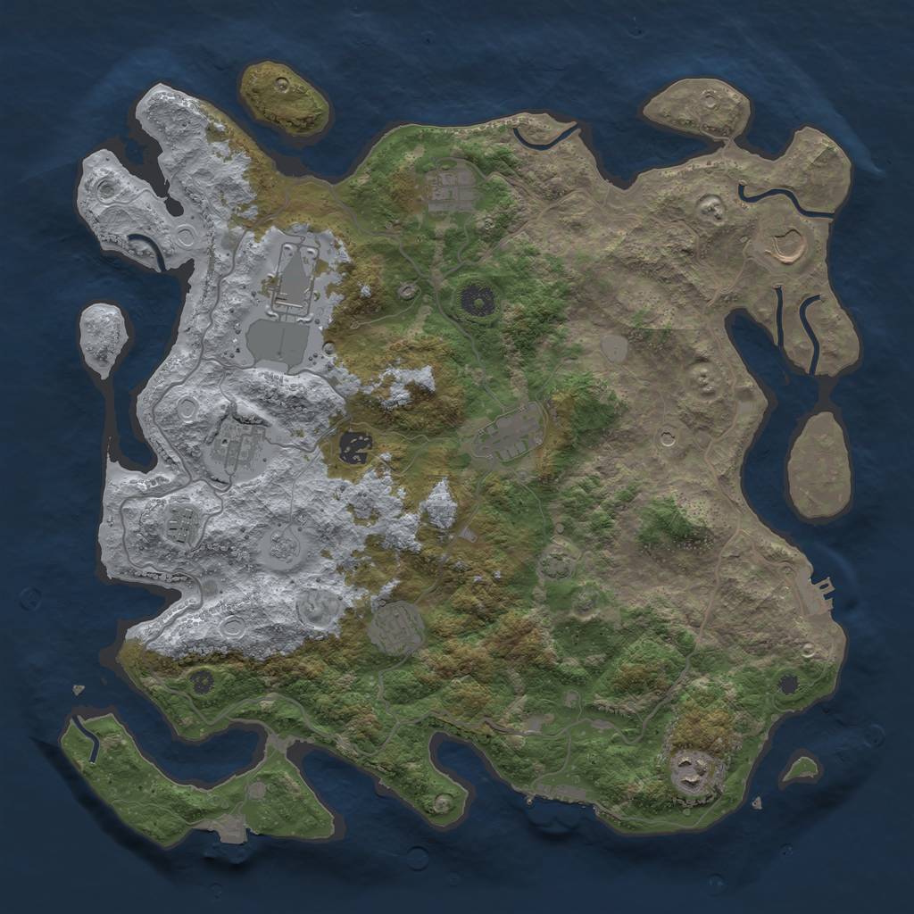 Rust Map: Procedural Map, Size: 4000, Seed: 1092728981, 17 Monuments