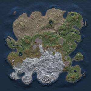 Thumbnail Rust Map: Procedural Map, Size: 3500, Seed: 8080808, 14 Monuments