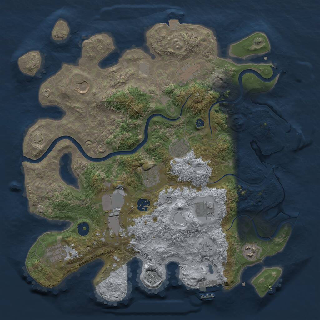 Rust Map: Procedural Map, Size: 3750, Seed: 88694686, 16 Monuments
