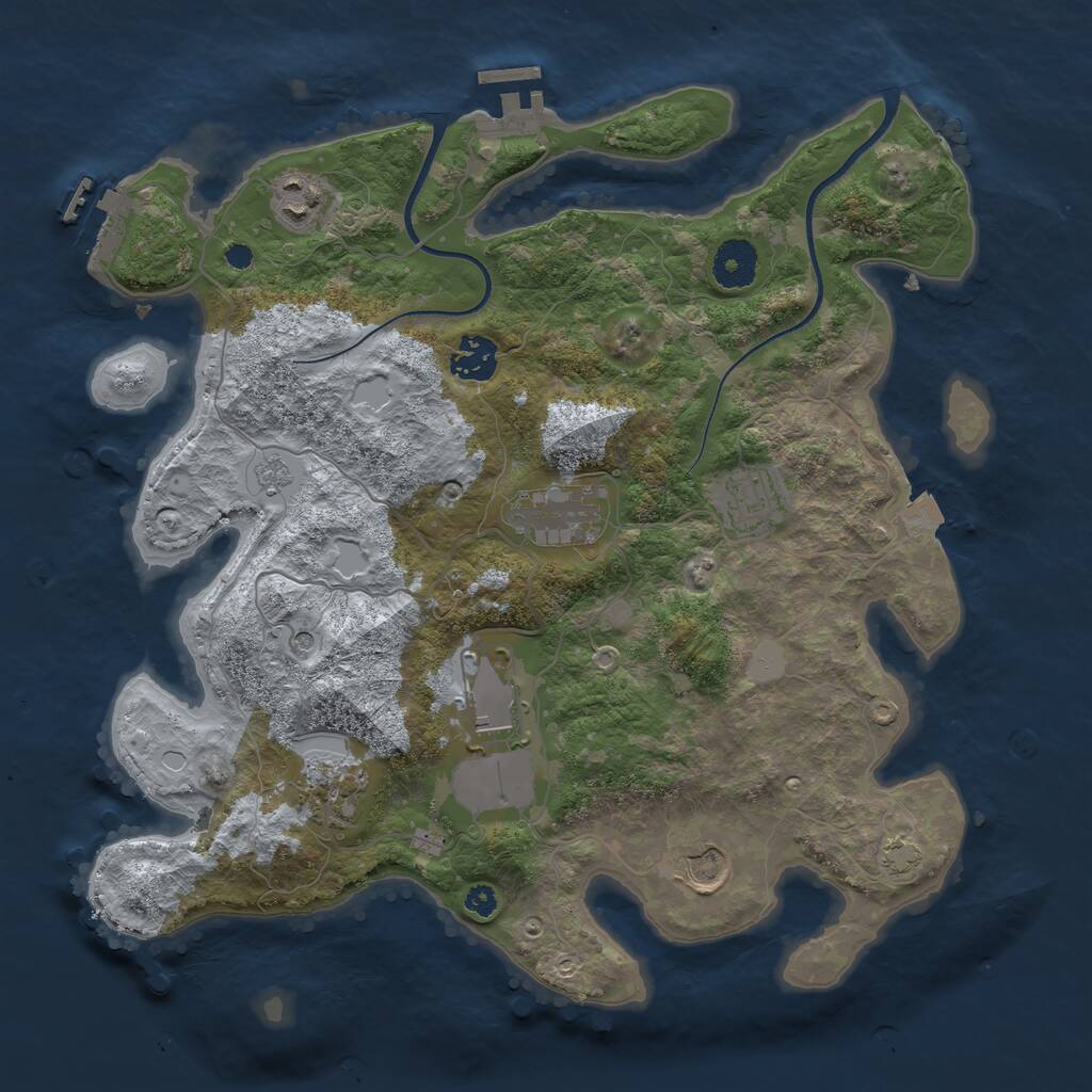 Rust Map: Procedural Map, Size: 3500, Seed: 1107870214, 13 Monuments