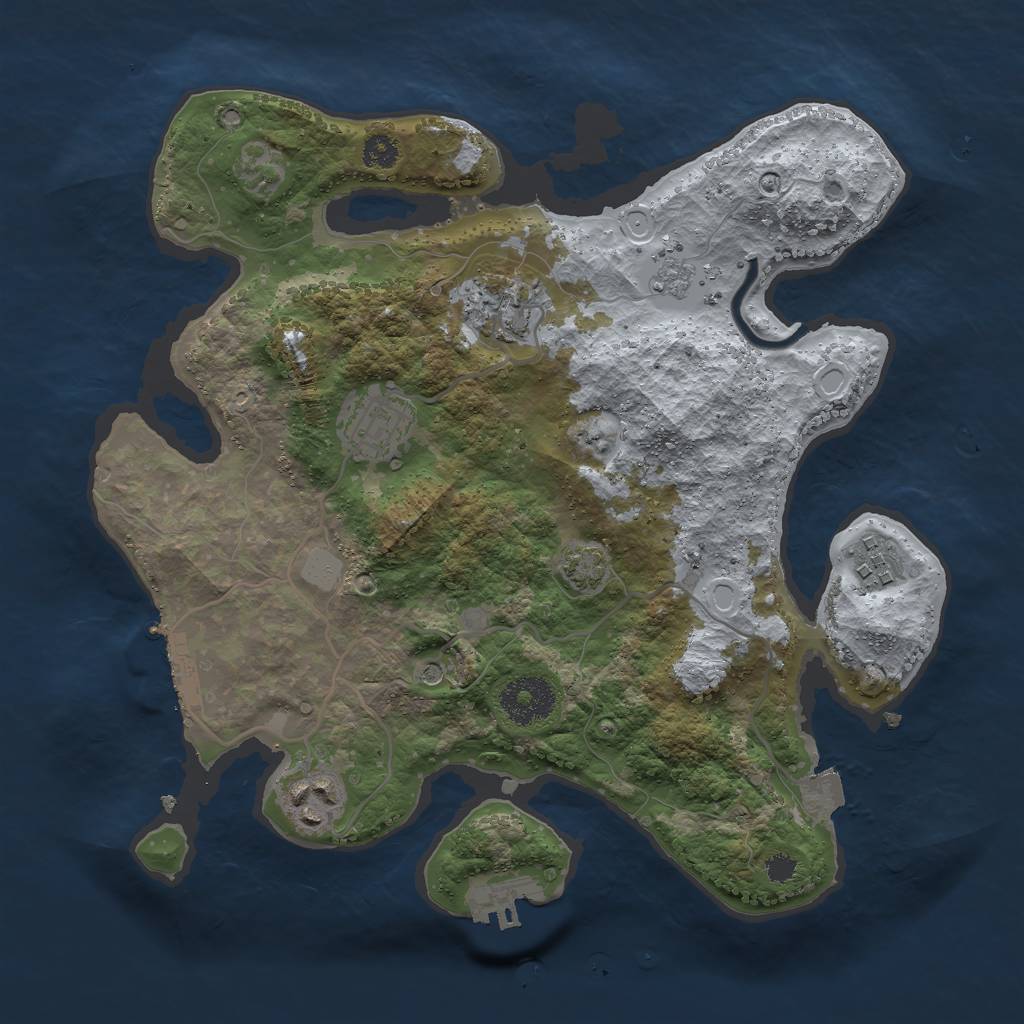 Rust Map: Procedural Map, Size: 3000, Seed: 76497, 12 Monuments