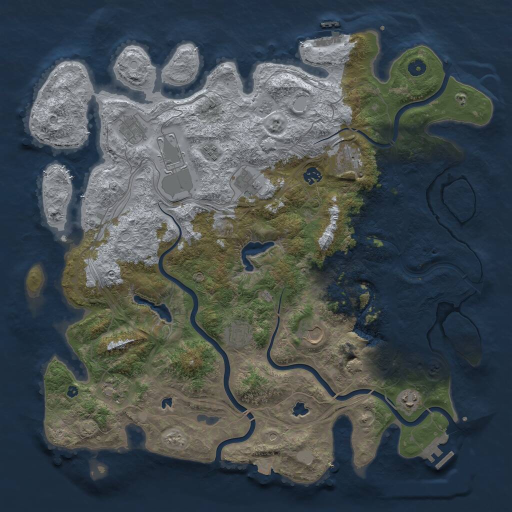 Rust Map: Procedural Map, Size: 4500, Seed: 1338393702, 16 Monuments