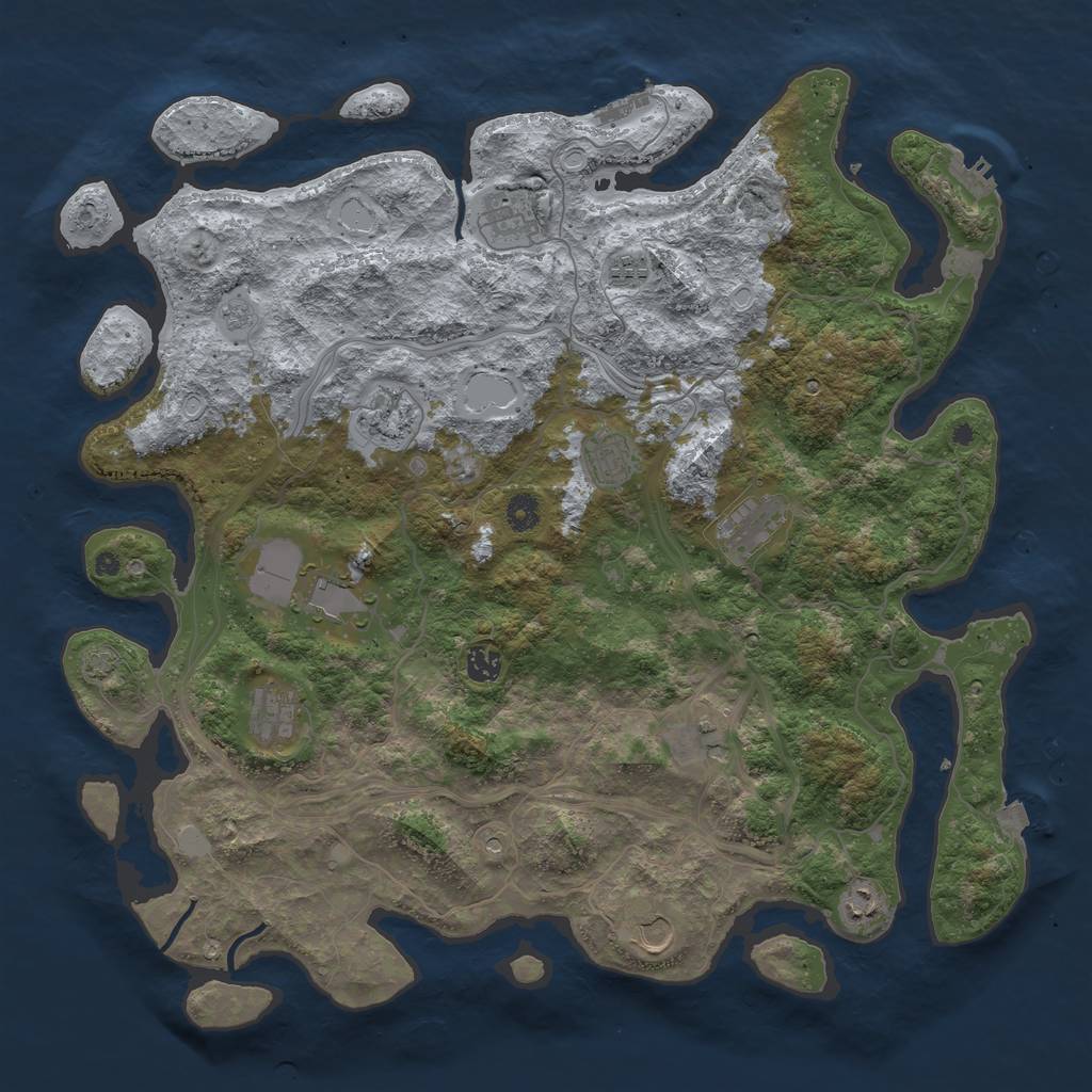 Rust Map: Procedural Map, Size: 4500, Seed: 386630304, 19 Monuments