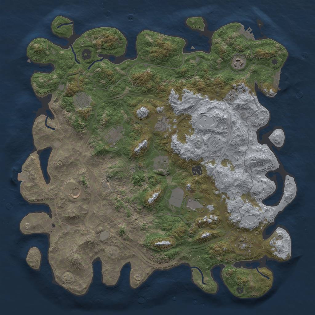 Rust Map: Procedural Map, Size: 4500, Seed: 990681574, 18 Monuments