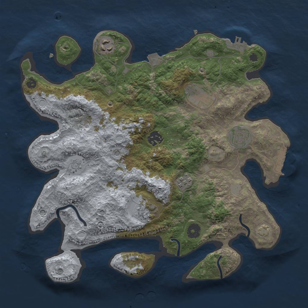 Rust Map: Procedural Map, Size: 3250, Seed: 761008507, 14 Monuments