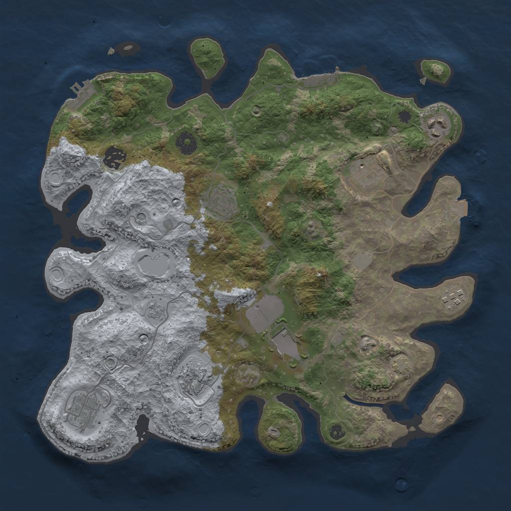 Rust Map: Procedural Map, Size: 3500, Seed: 560071416, 16 Monuments