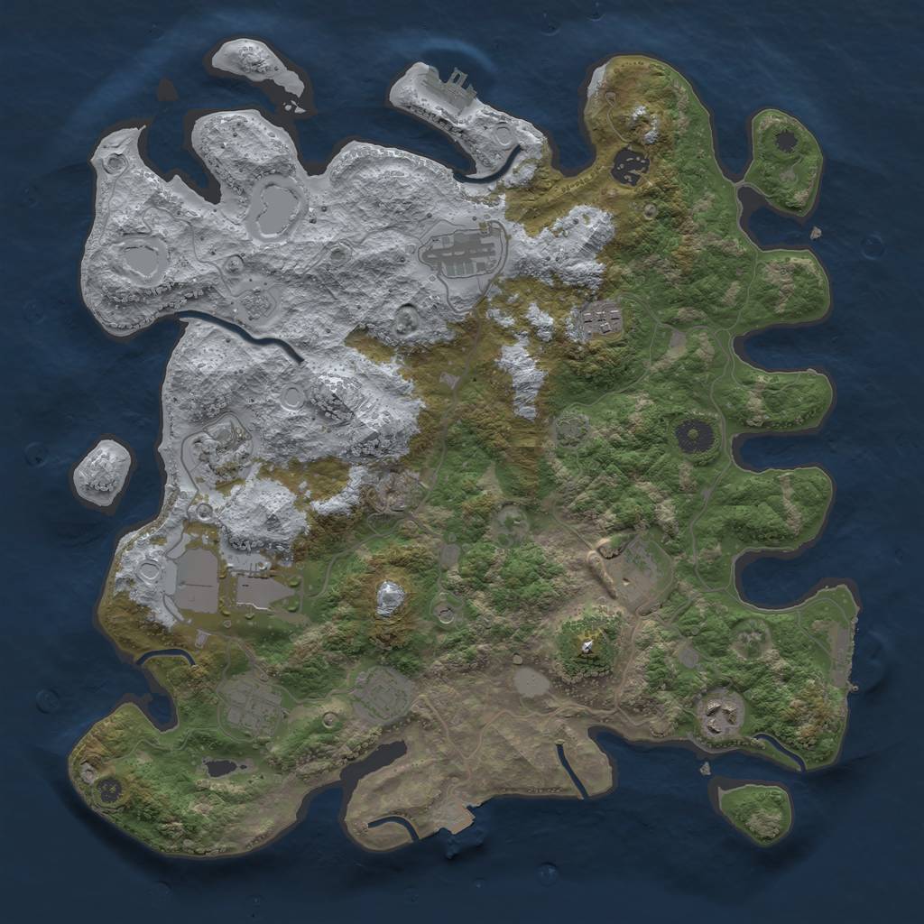 Rust Map: Procedural Map, Size: 3800, Seed: 2088609131, 17 Monuments