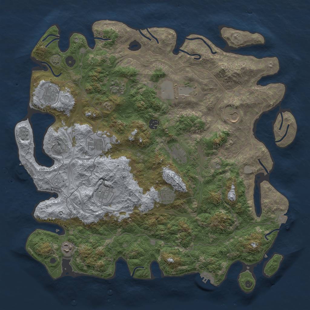 Rust Map: Procedural Map, Size: 4500, Seed: 1438563565, 19 Monuments