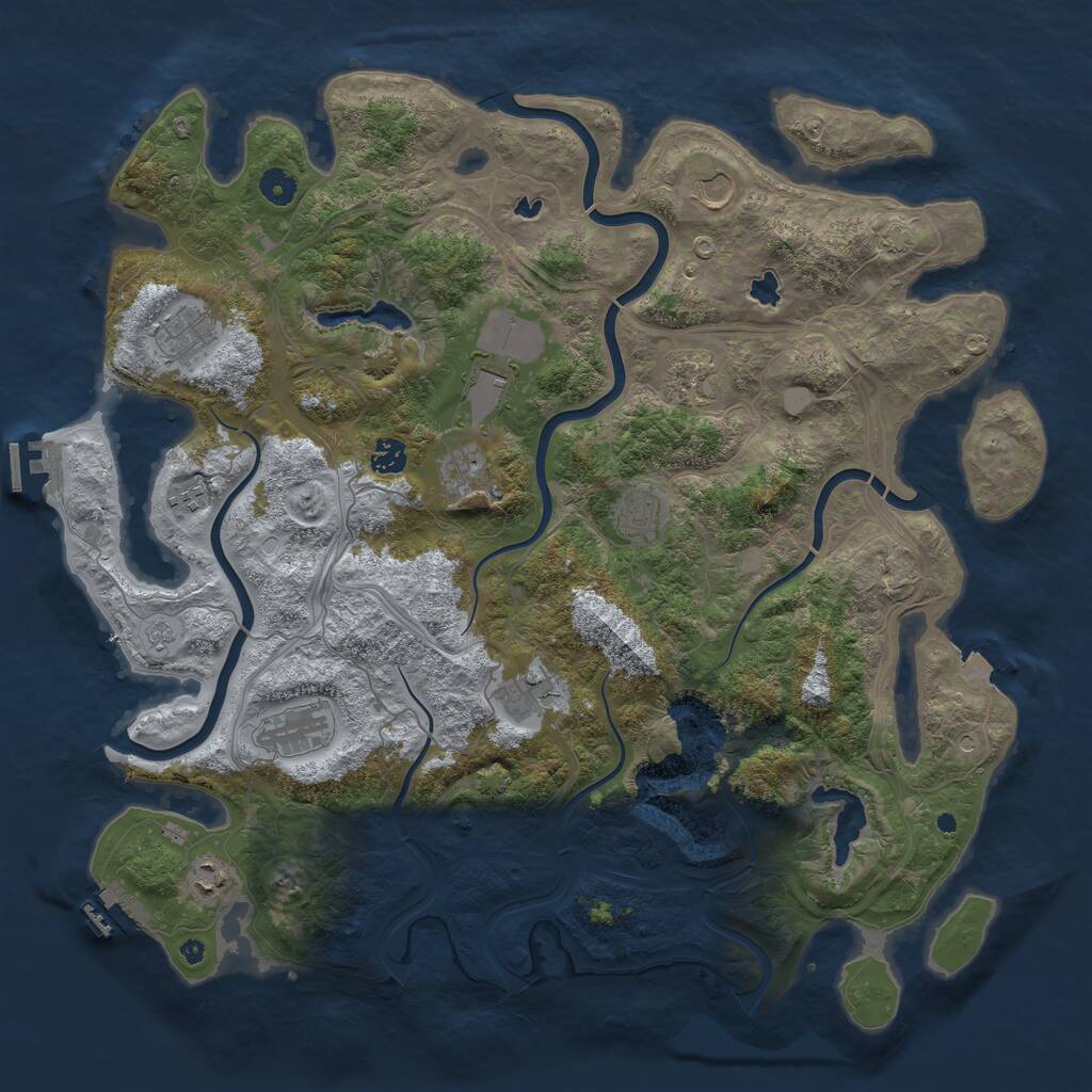 Rust Map: Procedural Map, Size: 4500, Seed: 1438563565, 17 Monuments