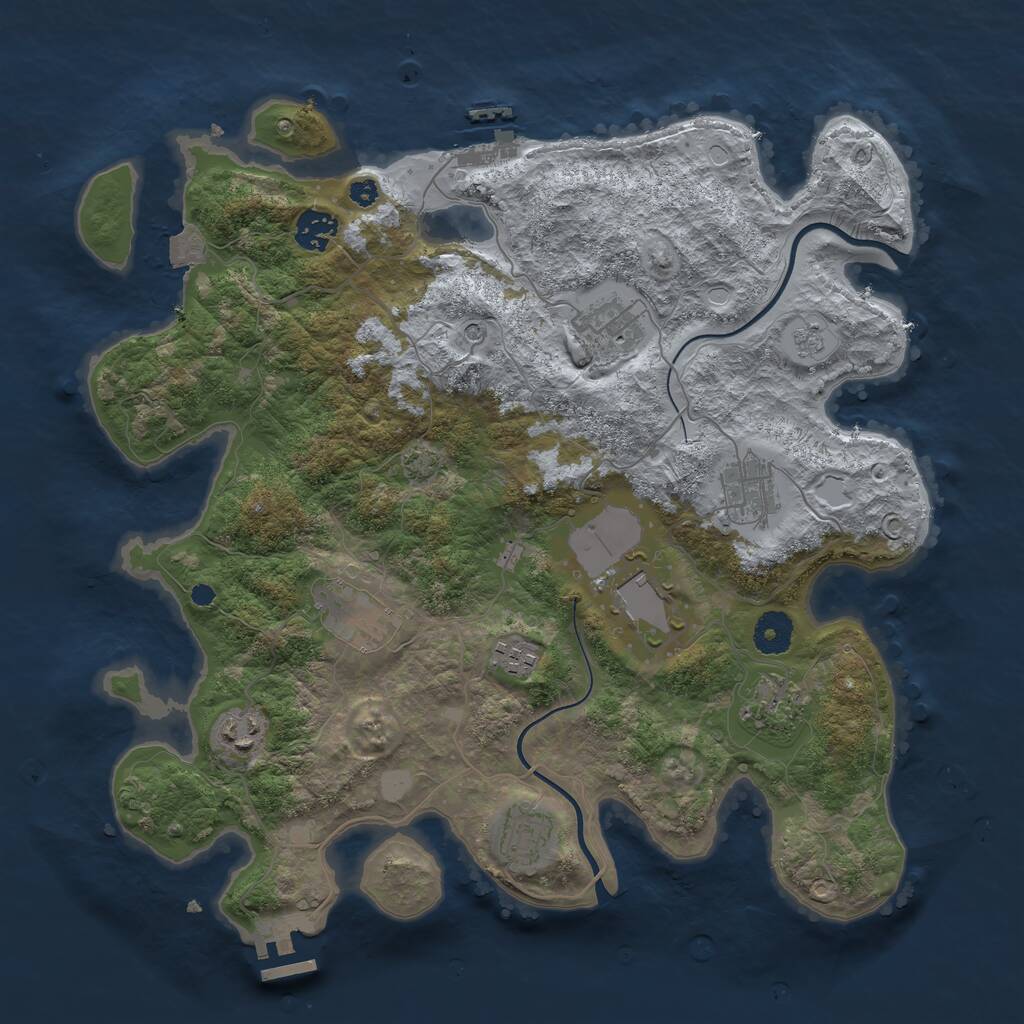 Rust Map: Procedural Map, Size: 3700, Seed: 1360350629, 15 Monuments