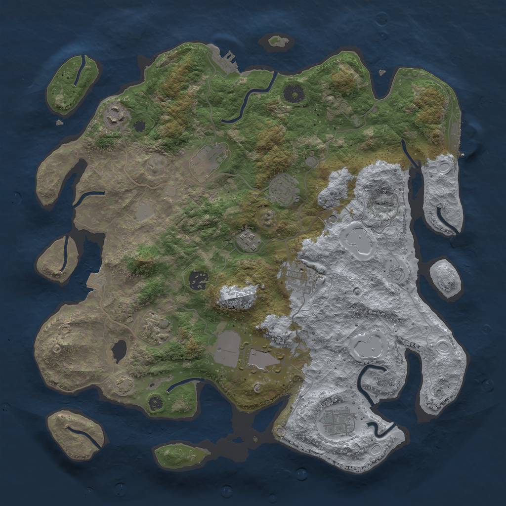 Rust Map: Procedural Map, Size: 3800, Seed: 287774330, 17 Monuments