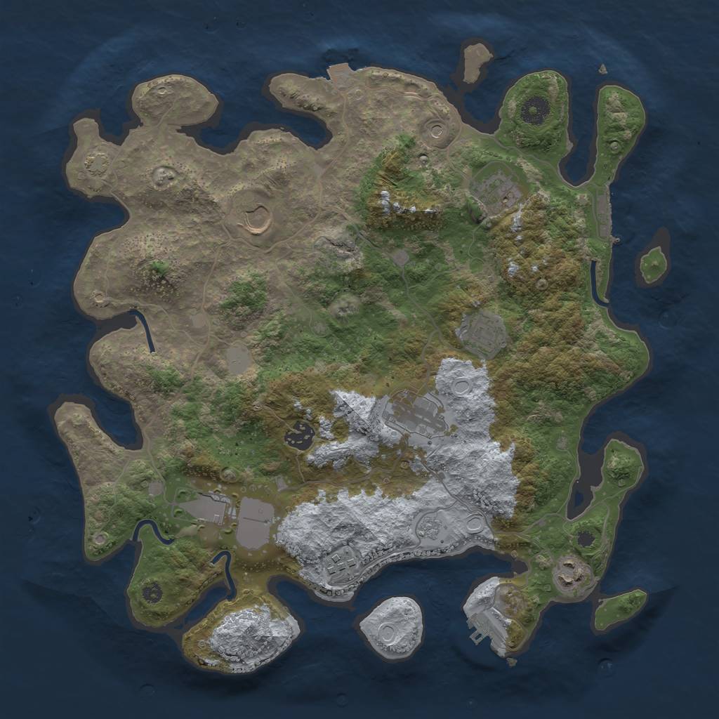 Rust Map: Procedural Map, Size: 3750, Seed: 585961, 16 Monuments