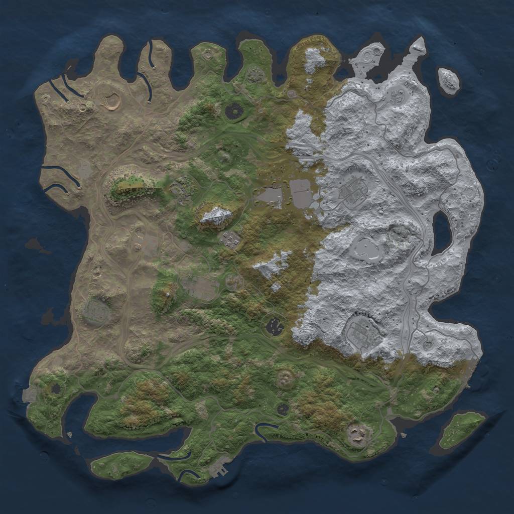 Rust Map: Procedural Map, Size: 4500, Seed: 367743290, 19 Monuments