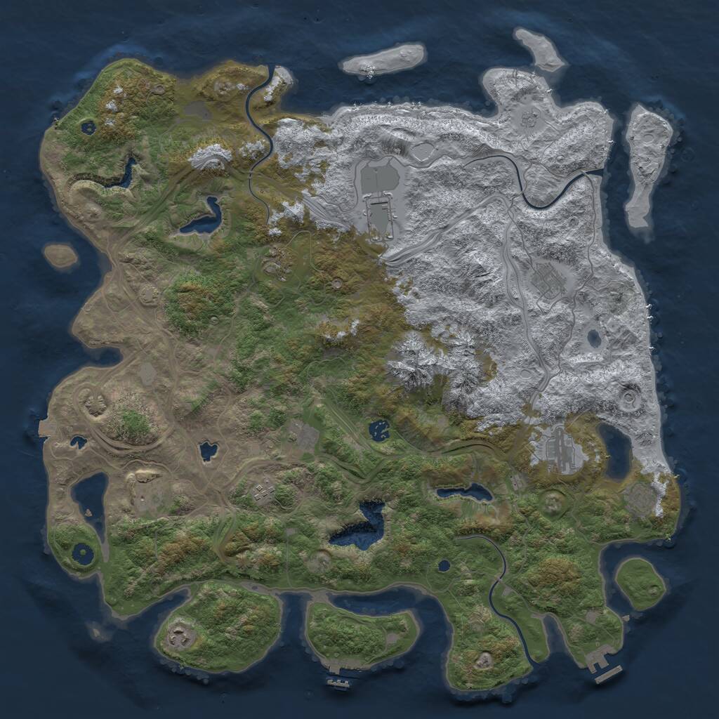 Rust Map: Procedural Map, Size: 5000, Seed: 1642155703, 16 Monuments