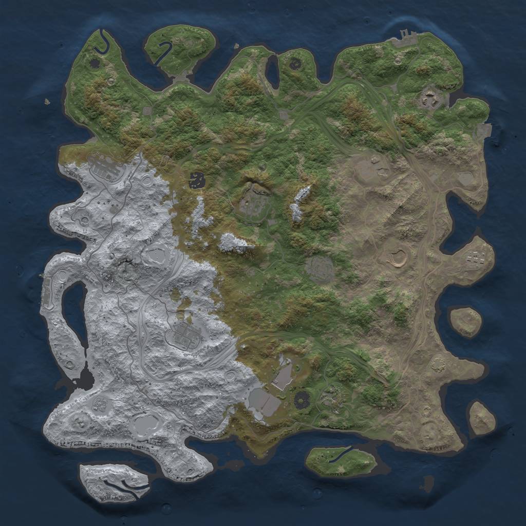 Rust Map: Procedural Map, Size: 4500, Seed: 4087493, 19 Monuments