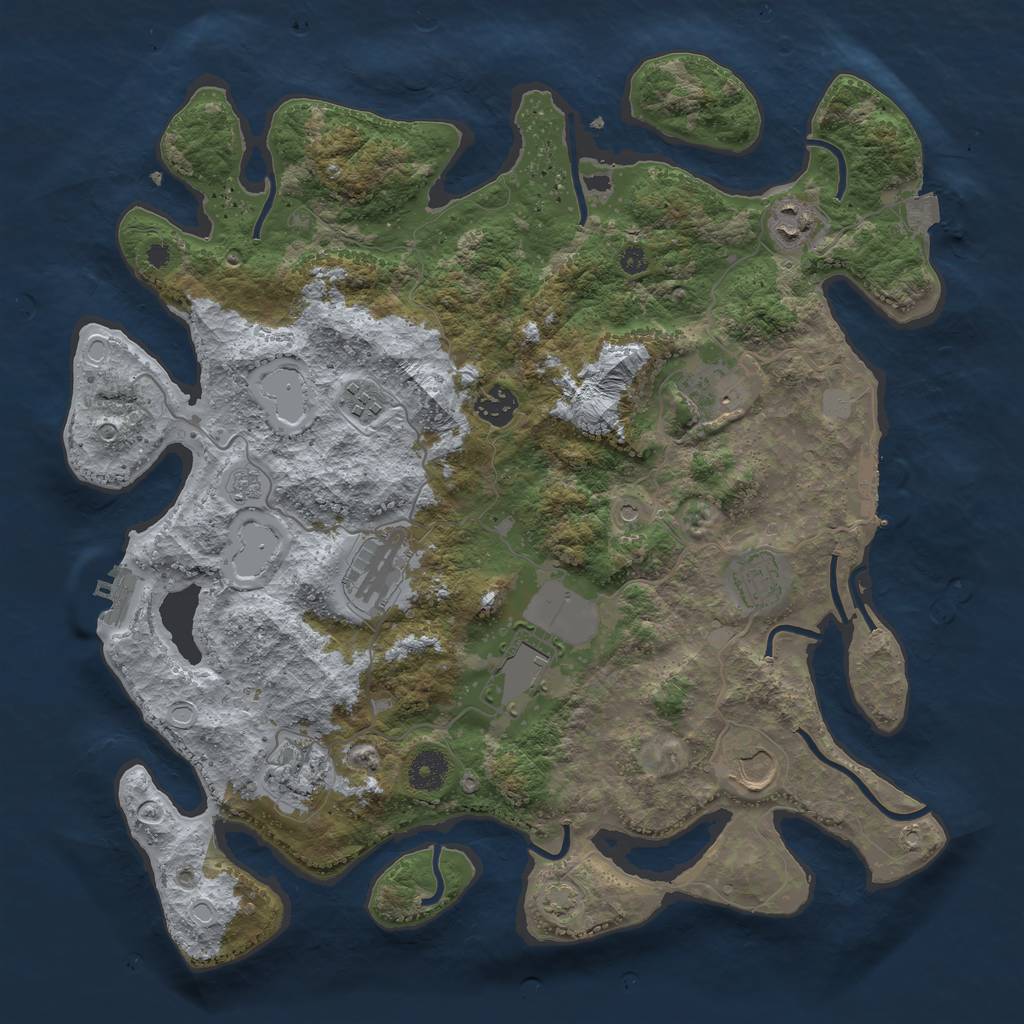 Rust Map: Procedural Map, Size: 3800, Seed: 60213, 17 Monuments