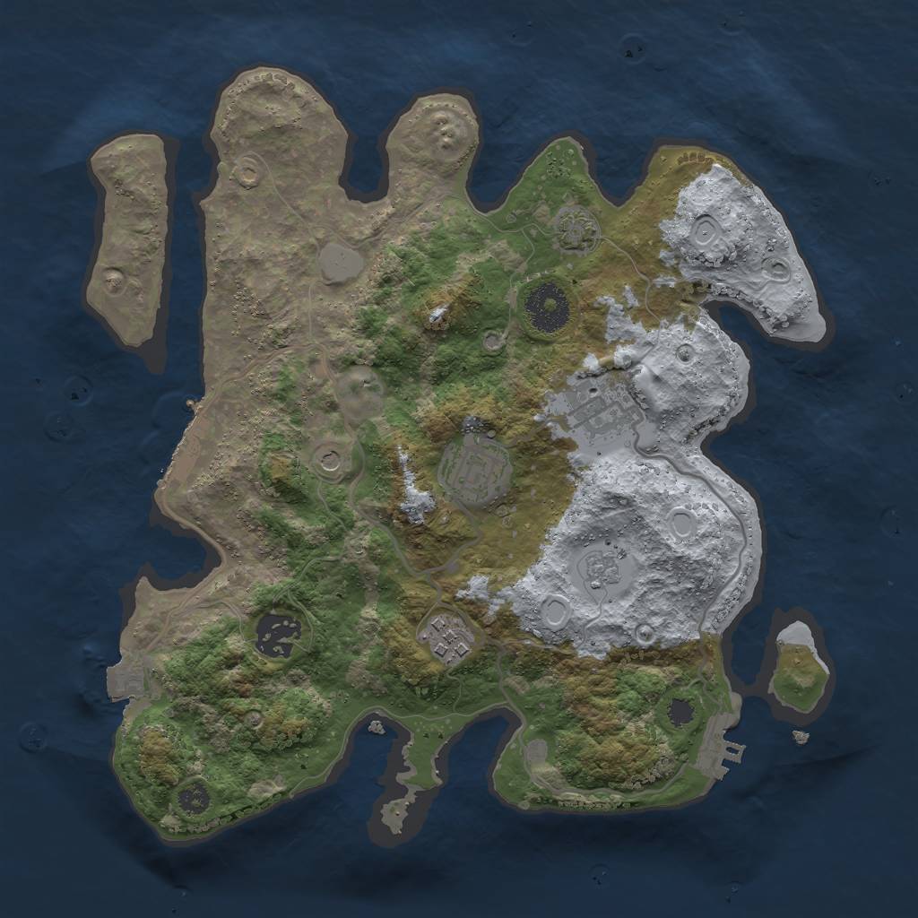 Rust Map: Procedural Map, Size: 3000, Seed: 1086004835, 12 Monuments