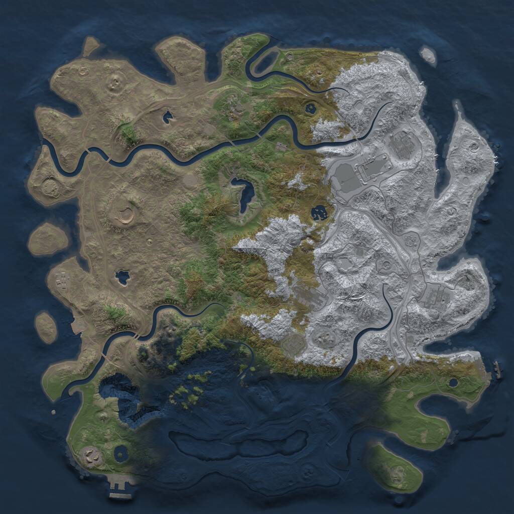Rust Map: Procedural Map, Size: 4800, Seed: 1282049647, 16 Monuments