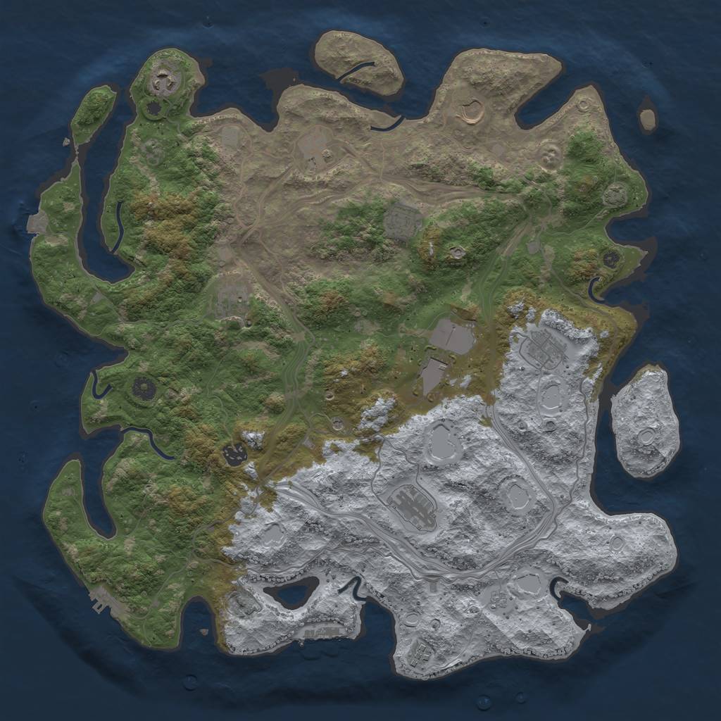 Rust Map: Procedural Map, Size: 4500, Seed: 1417864200, 18 Monuments