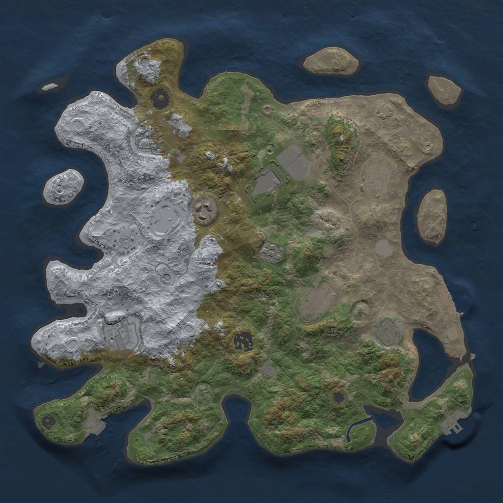 Rust Map: Procedural Map, Size: 3800, Seed: 567145427, 17 Monuments