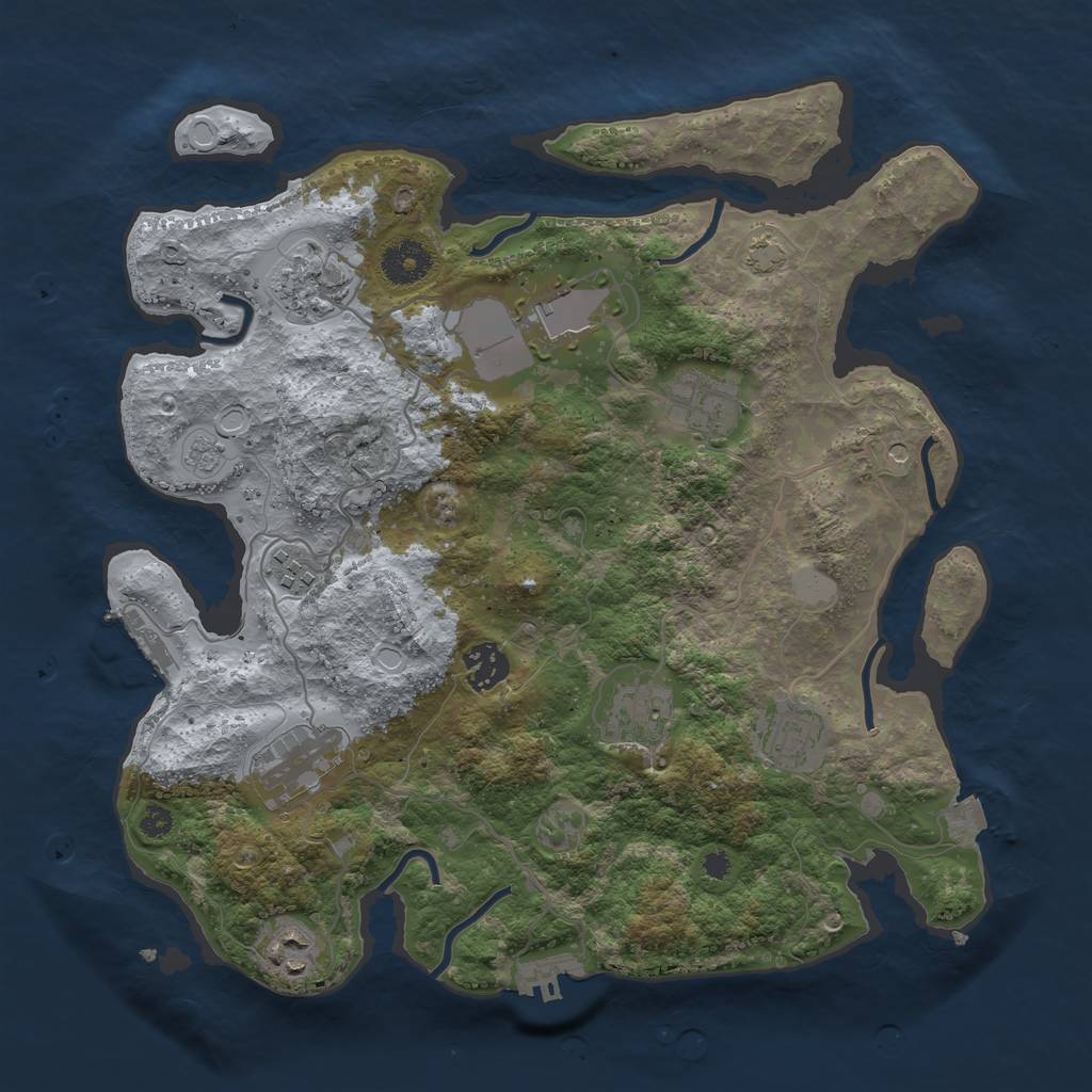 Rust Map: Procedural Map, Size: 3500, Seed: 842515418, 17 Monuments
