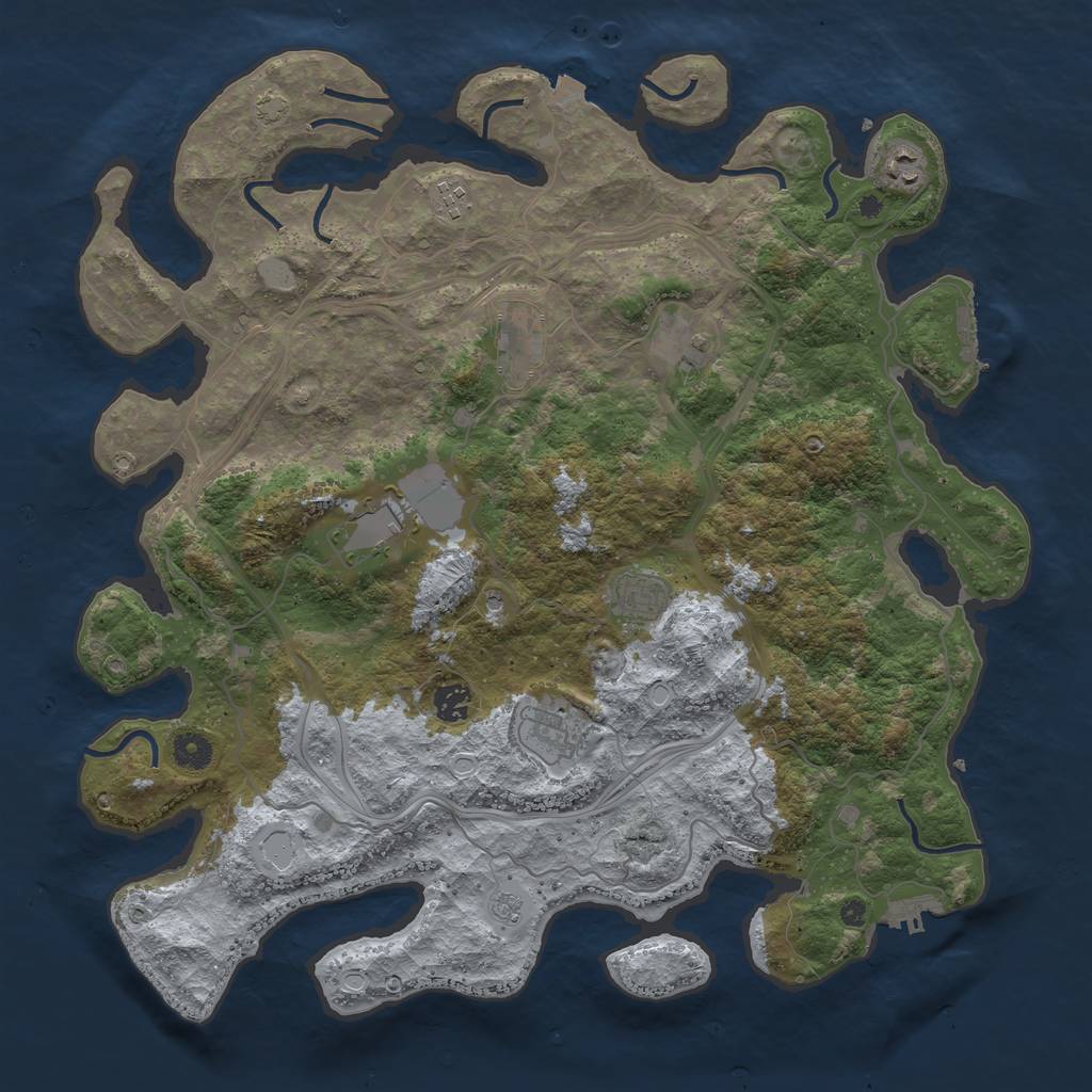 Rust Map: Procedural Map, Size: 4250, Seed: 1925454352, 16 Monuments