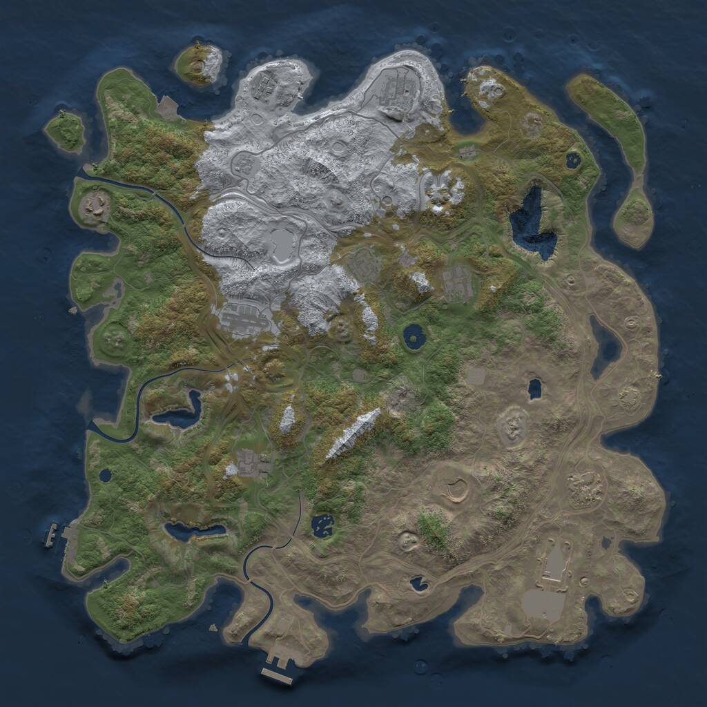 Rust Map: Procedural Map, Size: 4500, Seed: 2079163866, 17 Monuments