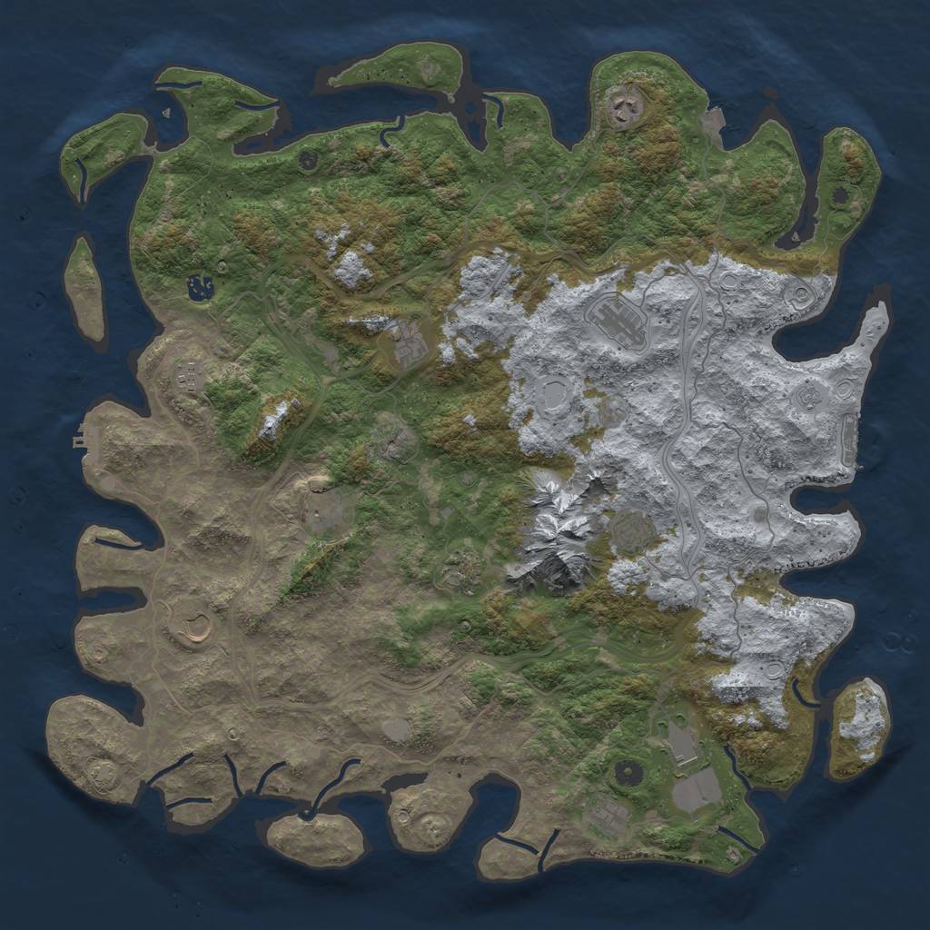 Rust Map: Procedural Map, Size: 5000, Seed: 1455225203, 19 Monuments