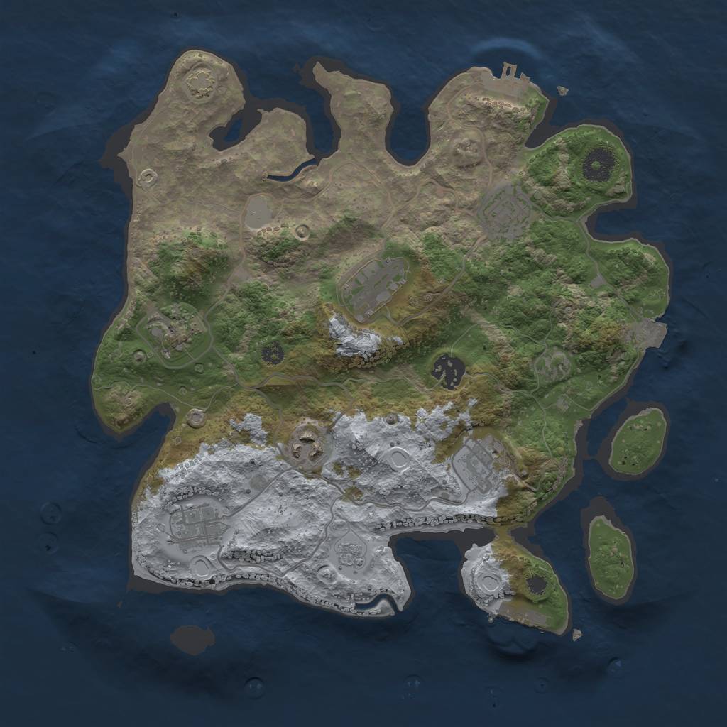 Rust Map: Procedural Map, Size: 3300, Seed: 392006503, 14 Monuments