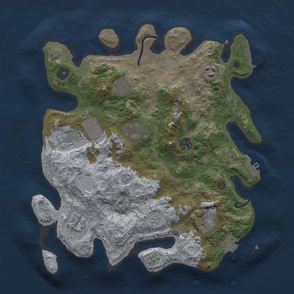 Rust Map: Procedural Map, Size: 3500, Seed: 45440355, 16 Monuments
