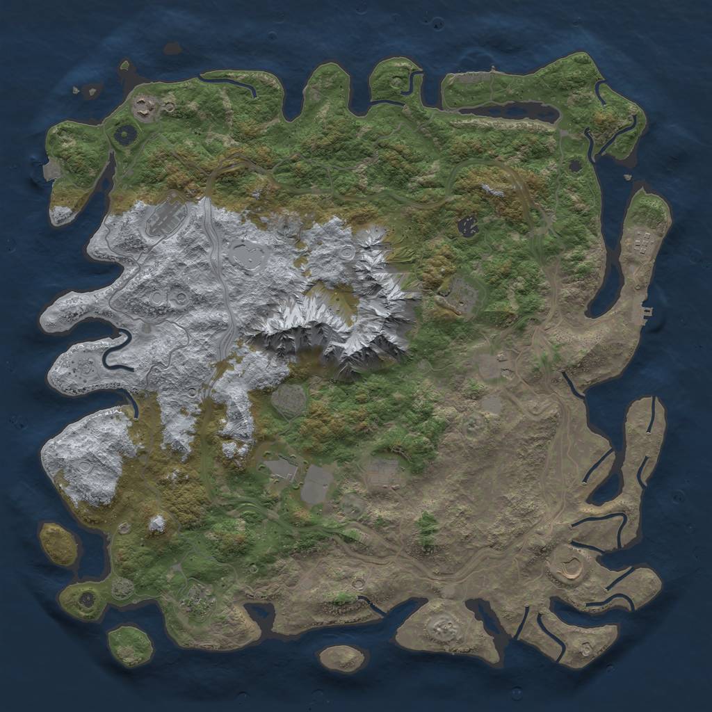 Rust Map: Procedural Map, Size: 5000, Seed: 1324, 19 Monuments