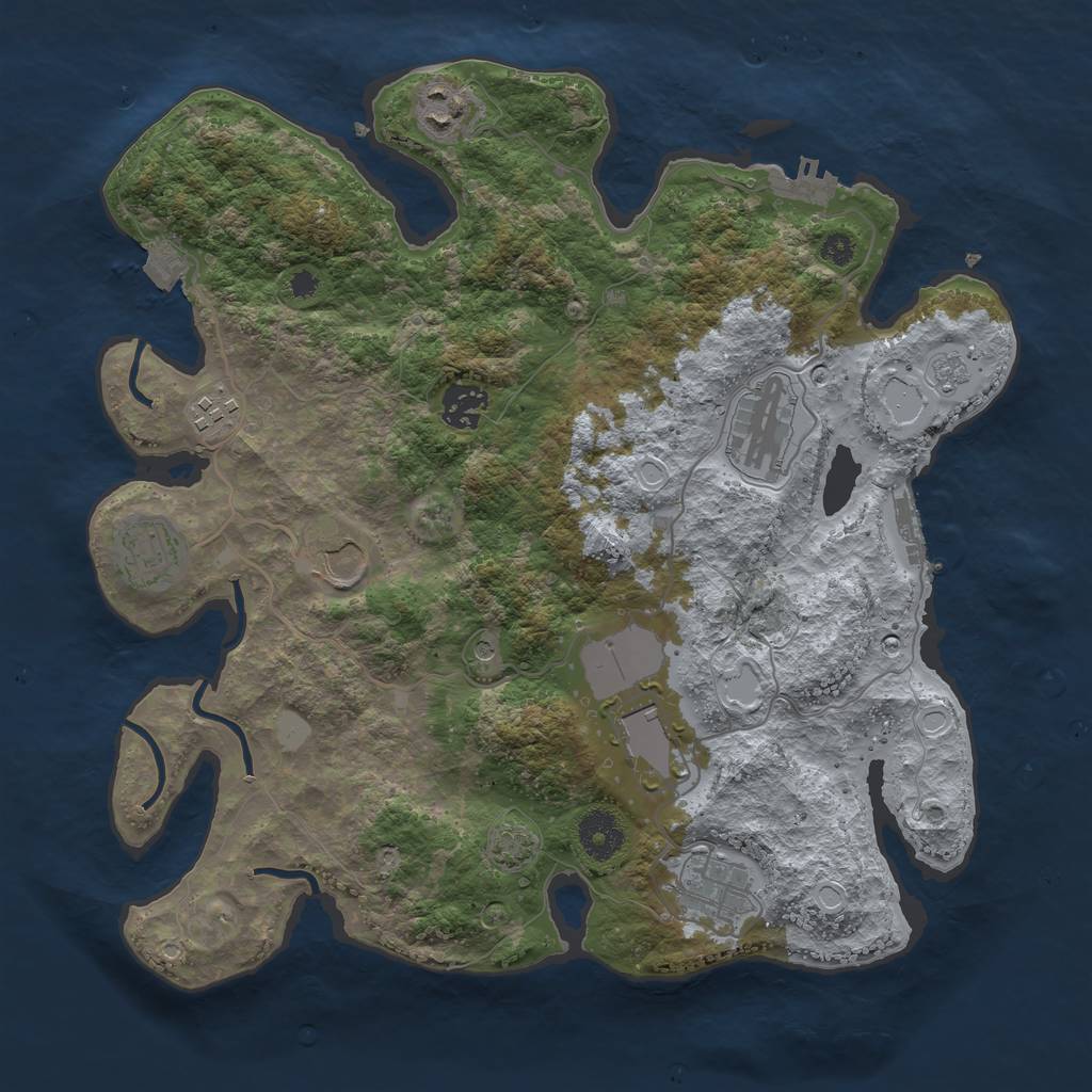 Rust Map: Procedural Map, Size: 3500, Seed: 643037507, 16 Monuments