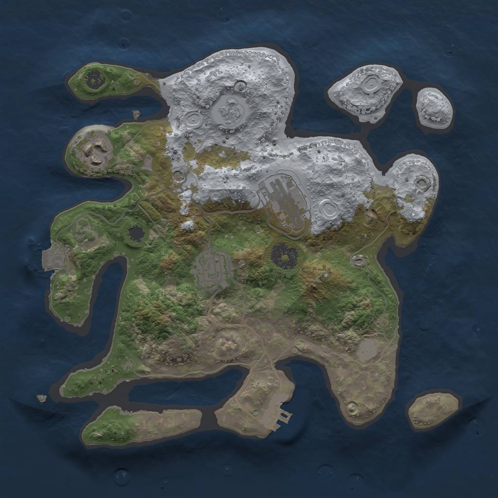 Rust Map: Procedural Map, Size: 2750, Seed: 2004350623, 9 Monuments