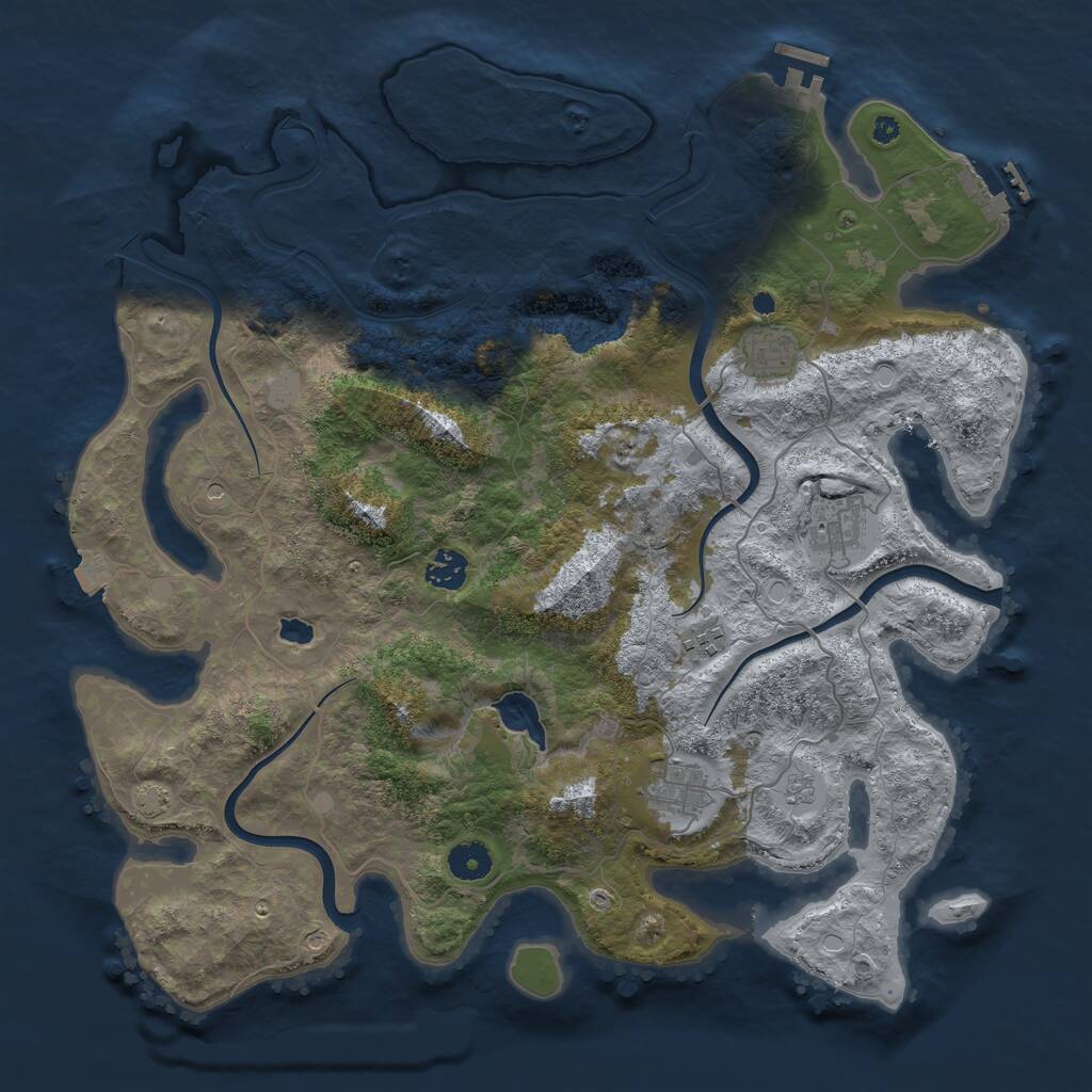 Rust Map: Procedural Map, Size: 4000, Seed: 1162144853, 11 Monuments
