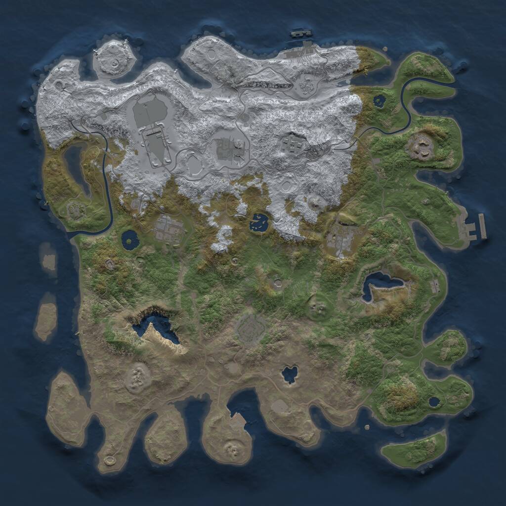 Rust Map: Procedural Map, Size: 4000, Seed: 201149121, 14 Monuments