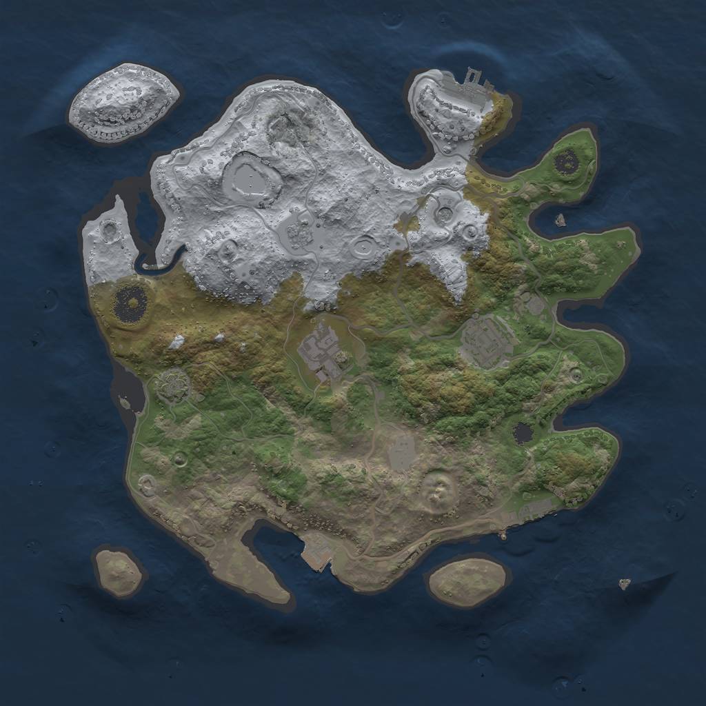 Rust Map: Procedural Map, Size: 3000, Seed: 2118879490, 10 Monuments
