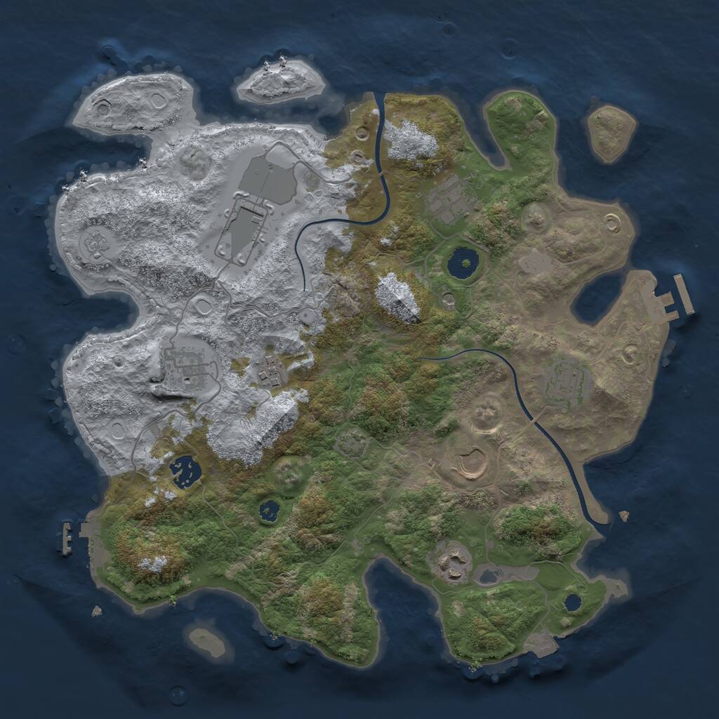 Rust Map: Procedural Map, Size: 3500, Seed: 683692411, 14 Monuments